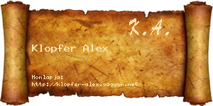 Klopfer Alex névjegykártya